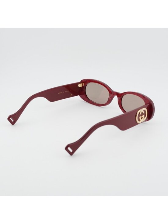 Gucci GG0517S 009 Sunglasses Burgundy Oval Frame, Brown with Mirror Lenses main image 5